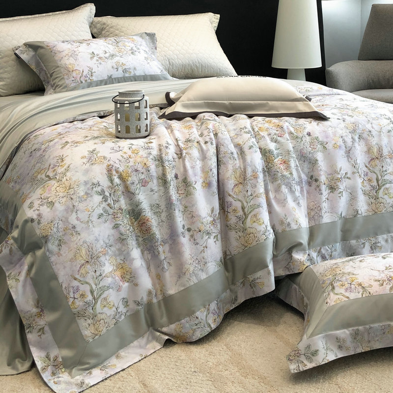 Četverosoban set posteljine od Tencel pamuka s cvjetnim uzorkom, lagan luksuz stil, jesen-zima