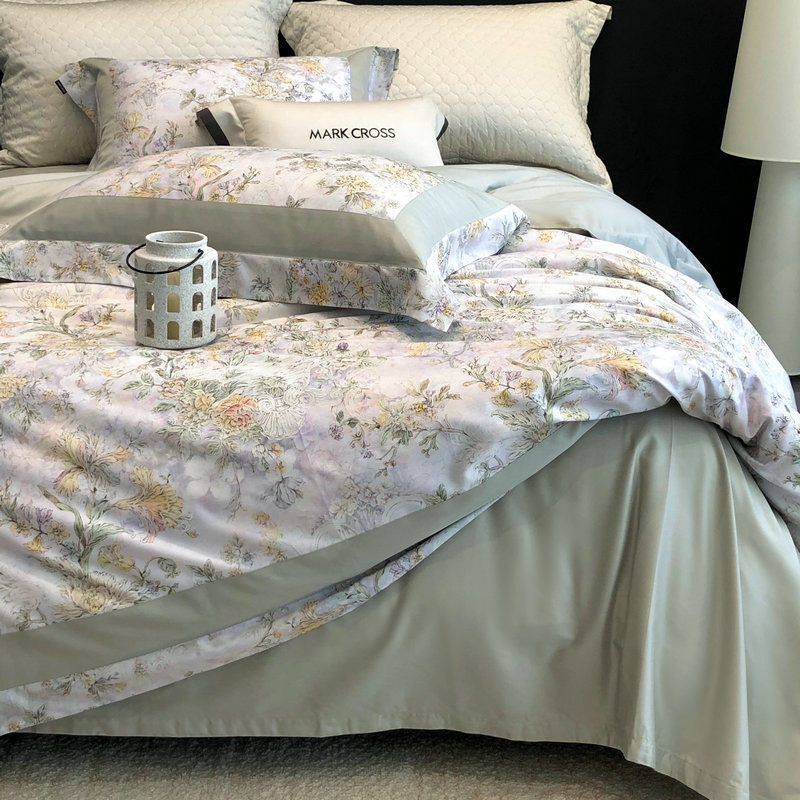 Četverosoban set posteljine od Tencel pamuka s cvjetnim uzorkom, lagan luksuz stil, jesen-zima