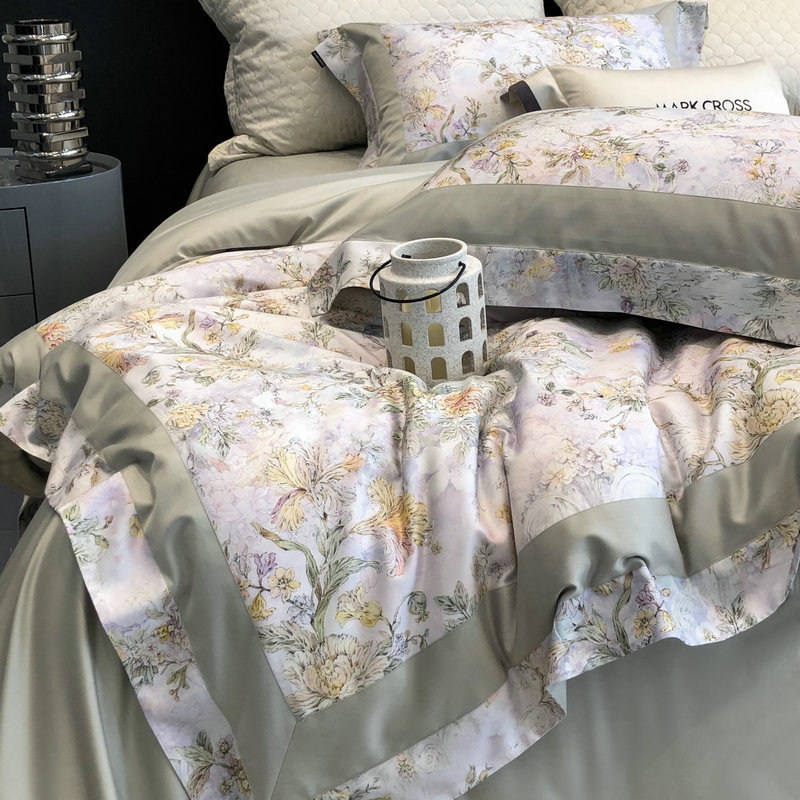 Četverosoban set posteljine od Tencel pamuka s cvjetnim uzorkom, lagan luksuz stil, jesen-zima
