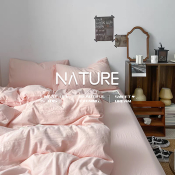 Posteljina od pamuka, četverodjelni set, Tie-Dye otisak, oprana pamuka, nordijski jednostavan stil, jednofarbni uzorak