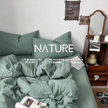 Posteljina od pamuka, četverodjelni set, Tie-Dye otisak, oprana pamuka, nordijski jednostavan stil, jednofarbni uzorak