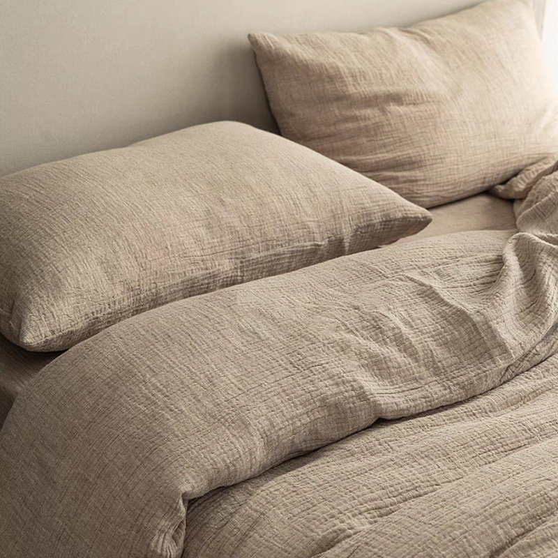 Posteljina od pamuka, četverodjelni set, Tie-Dye otisak, oprana pamuka, nordijski jednostavan stil, jednofarbni uzorak