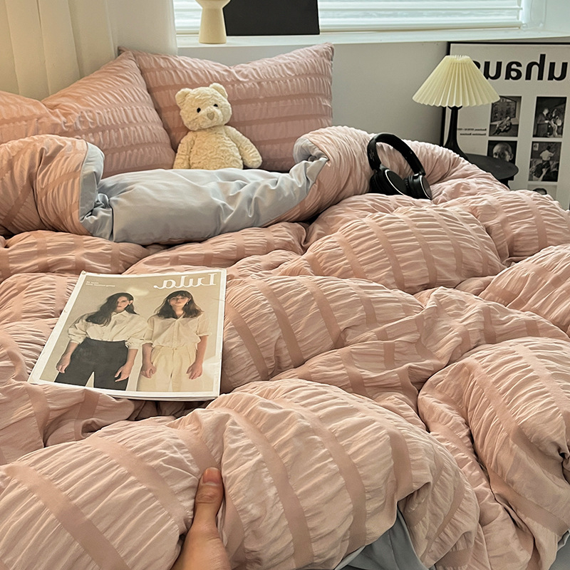 Četverodijelni set navlaka za pokrivač – Korejski stil, svileno cvjetni uzorak 69850, reaktivni otisak