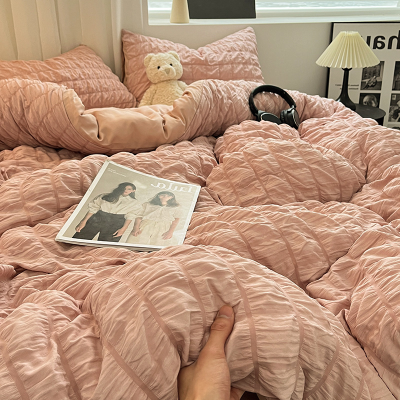 Četverodijelni set navlaka za pokrivač – Korejski stil, svileno cvjetni uzorak 69850, reaktivni otisak