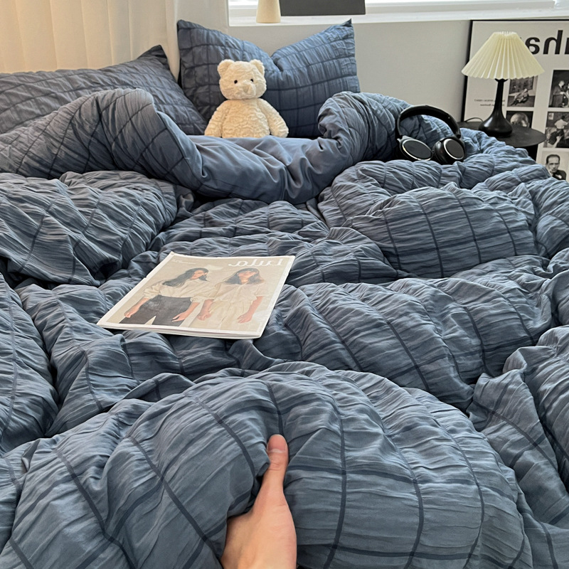 Četverodijelni set navlaka za pokrivač – Korejski stil, svileno cvjetni uzorak 69850, reaktivni otisak