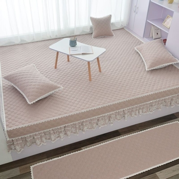 Pesemiseks valmis tatami voodi kate komplekt, ühevärviline, 100% puuvill, kviltitud, reaktiivse värvimisega