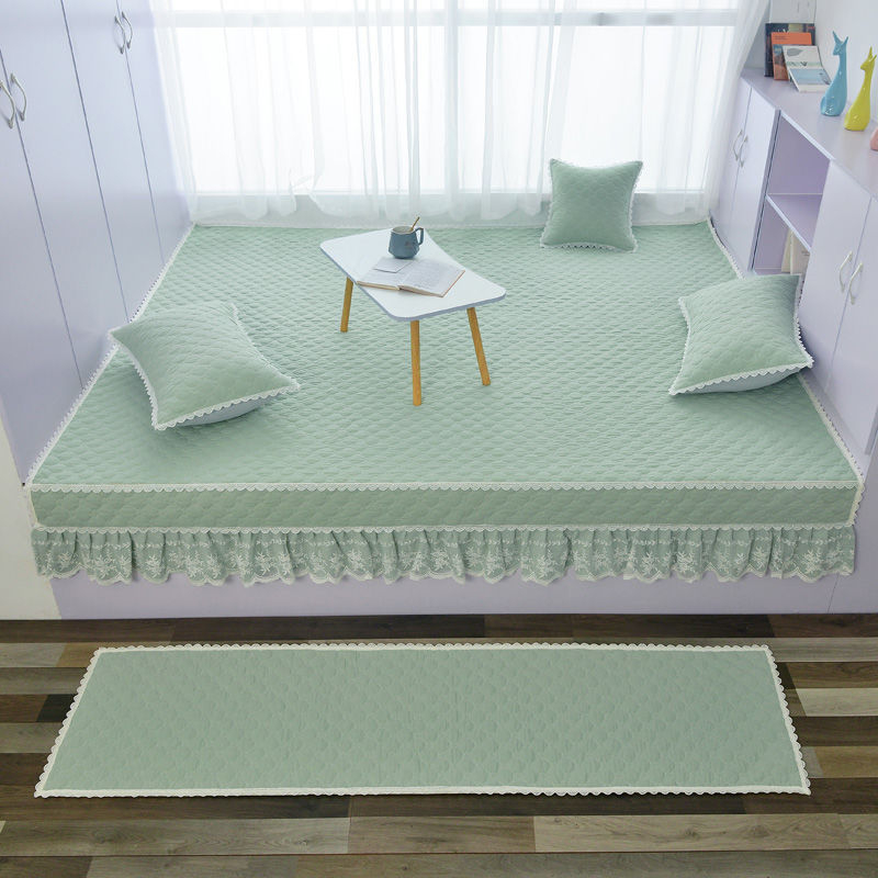 Pesemiseks valmis tatami voodi kate komplekt, ühevärviline, 100% puuvill, kviltitud, reaktiivse värvimisega