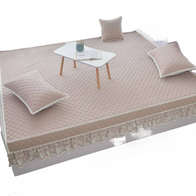 Pesemiseks valmis tatami voodi kate komplekt, ühevärviline, 100% puuvill, kviltitud, reaktiivse värvimisega