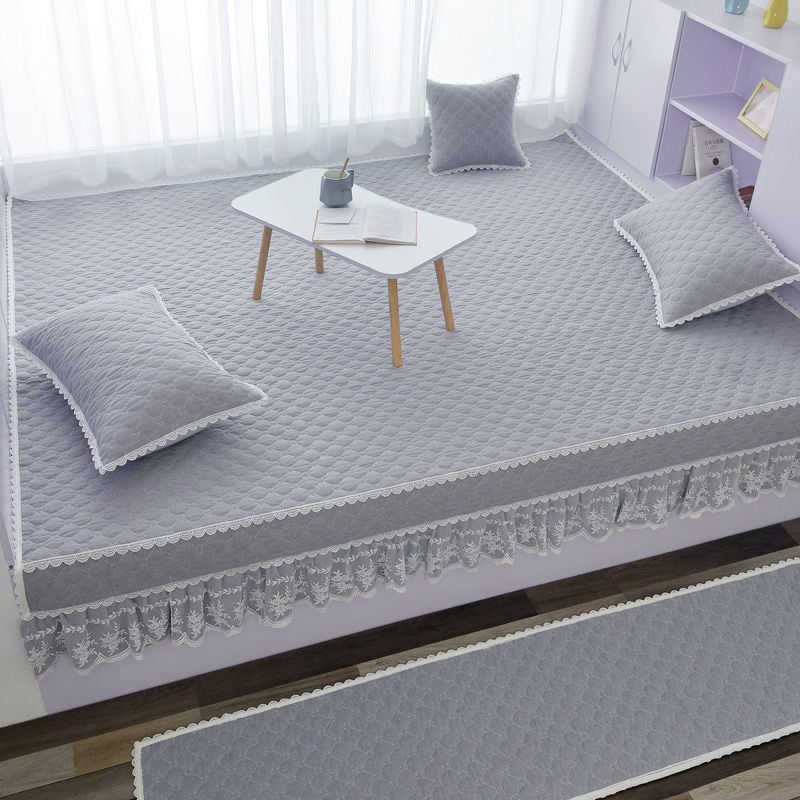 Pesemiseks valmis tatami voodi kate komplekt, ühevärviline, 100% puuvill, kviltitud, reaktiivse värvimisega