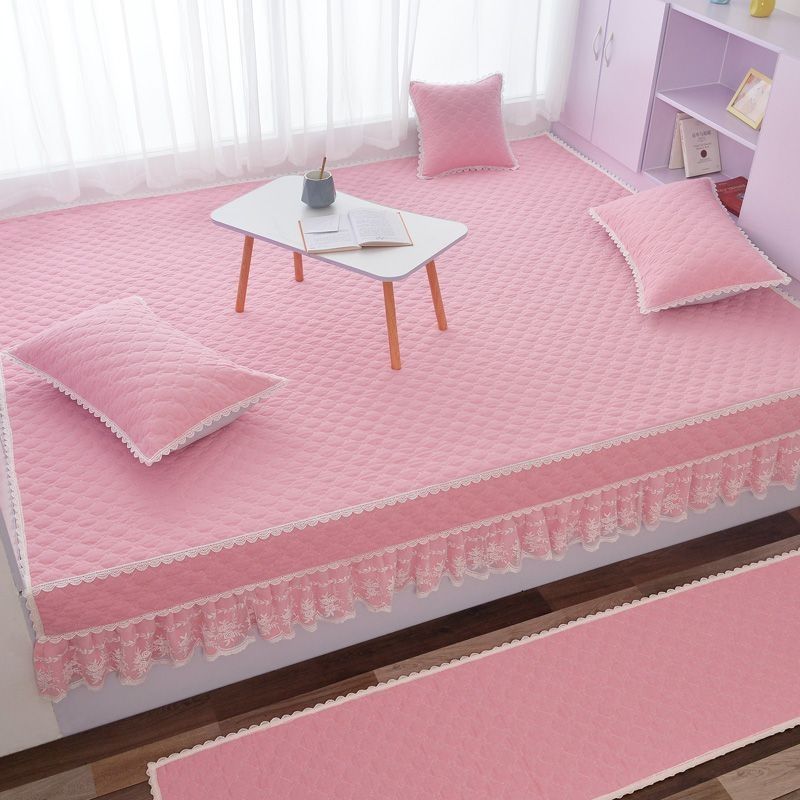 Pesemiseks valmis tatami voodi kate komplekt, ühevärviline, 100% puuvill, kviltitud, reaktiivse värvimisega