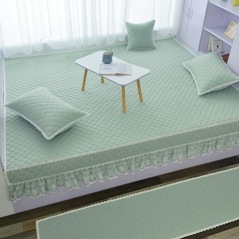 Pesemiseks valmis tatami voodi kate komplekt, ühevärviline, 100% puuvill, kviltitud, reaktiivse värvimisega