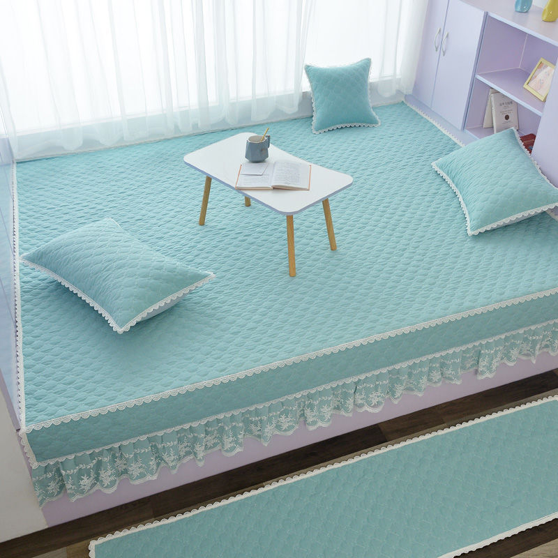 Pesemiseks valmis tatami voodi kate komplekt, ühevärviline, 100% puuvill, kviltitud, reaktiivse värvimisega