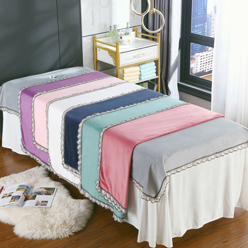 Kristallilise sametiga massaažilaudade voodilin ilusalongidele, korallflis massaažilaudade voodilin, paks ja soe; Kudumine Twill, Harjamine; Materjal Kristall-samet; Muster Ühekordne; Kaal <300 g; Trükkimine Reaktiivne