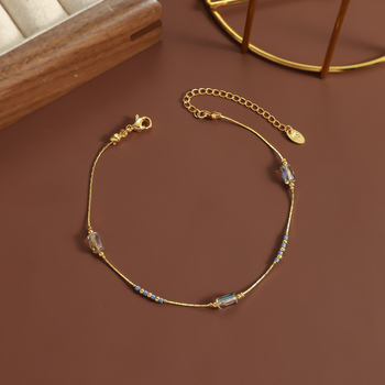 Potītes gredzens, stikla materiāls, sieviešu ģeometriskais stils, pavasaris 2025