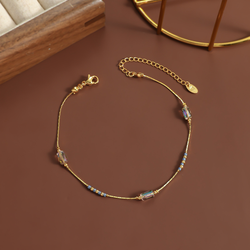 Potītes gredzens, stikla materiāls, sieviešu ģeometriskais stils, pavasaris 2025