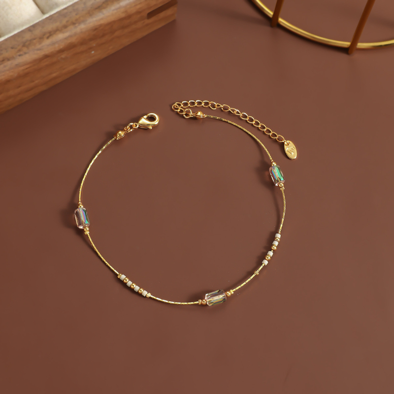 Potītes gredzens, stikla materiāls, sieviešu ģeometriskais stils, pavasaris 2025