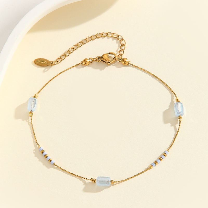 Potītes gredzens, stikla materiāls, sieviešu ģeometriskais stils, pavasaris 2025