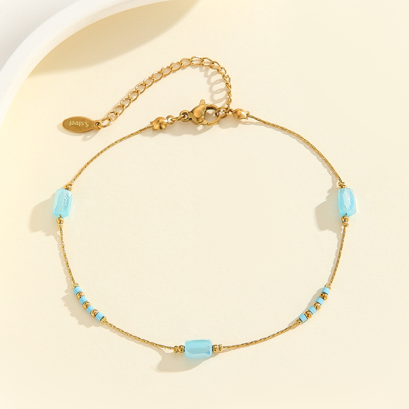 Potītes gredzens, stikla materiāls, sieviešu ģeometriskais stils, pavasaris 2025