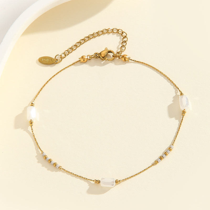 Potītes gredzens, stikla materiāls, sieviešu ģeometriskais stils, pavasaris 2025