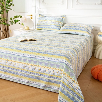 Voodi lina komplekt, triibuline Twill kangas, polüester-puuvill, pastoraalne stiil, reaktiivne värvimine