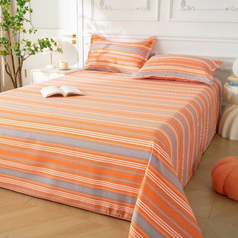 Voodi lina komplekt, triibuline Twill kangas, polüester-puuvill, pastoraalne stiil, reaktiivne värvimine