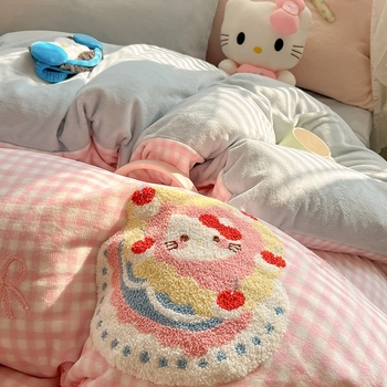 Piimavillast neljaosaline voodipesukomplekt, triibud/geomeetrilised/karikatuurid, reaktiivne värvimine, kaasaegne stiil, 2500–3000 g