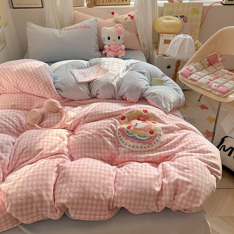 Piimavillast neljaosaline voodipesukomplekt, triibud/geomeetrilised/karikatuurid, reaktiivne värvimine, kaasaegne stiil, 2500–3000 g