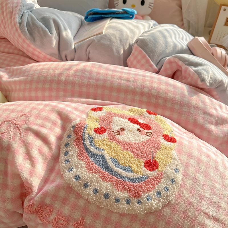 Piimavillast neljaosaline voodipesukomplekt, triibud/geomeetrilised/karikatuurid, reaktiivne värvimine, kaasaegne stiil, 2500–3000 g