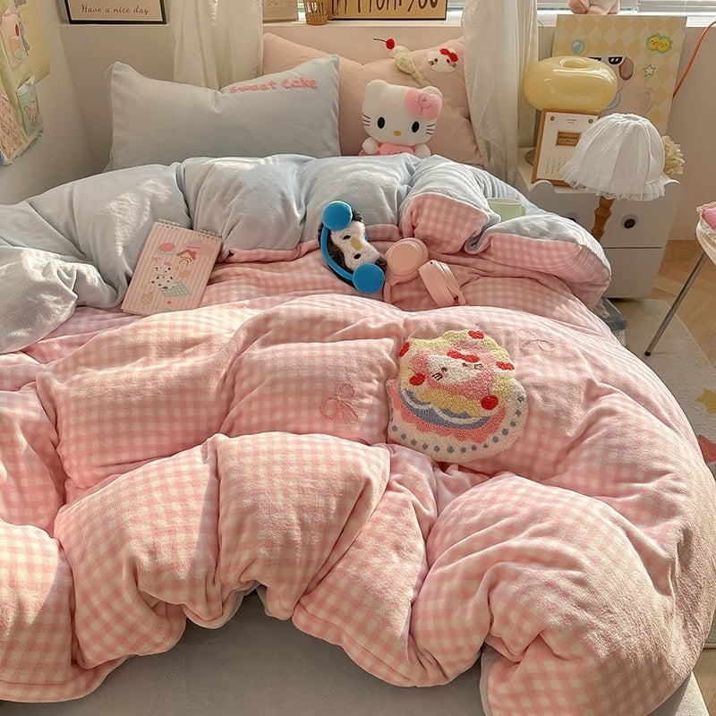 Piimavillast neljaosaline voodipesukomplekt, triibud/geomeetrilised/karikatuurid, reaktiivne värvimine, kaasaegne stiil, 2500–3000 g