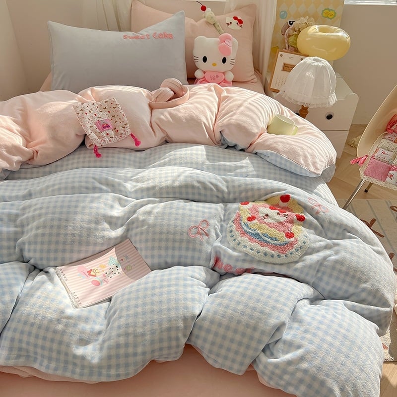 Piimavillast neljaosaline voodipesukomplekt, triibud/geomeetrilised/karikatuurid, reaktiivne värvimine, kaasaegne stiil, 2500–3000 g