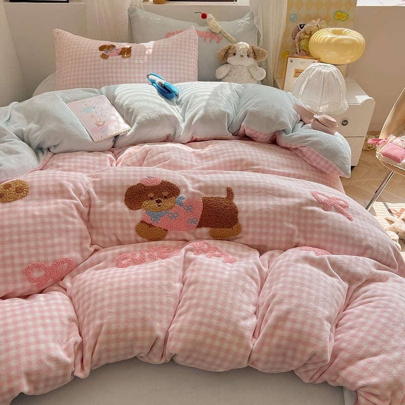 Piimavillast neljaosaline voodipesukomplekt, triibud/geomeetrilised/karikatuurid, reaktiivne värvimine, kaasaegne stiil, 2500–3000 g