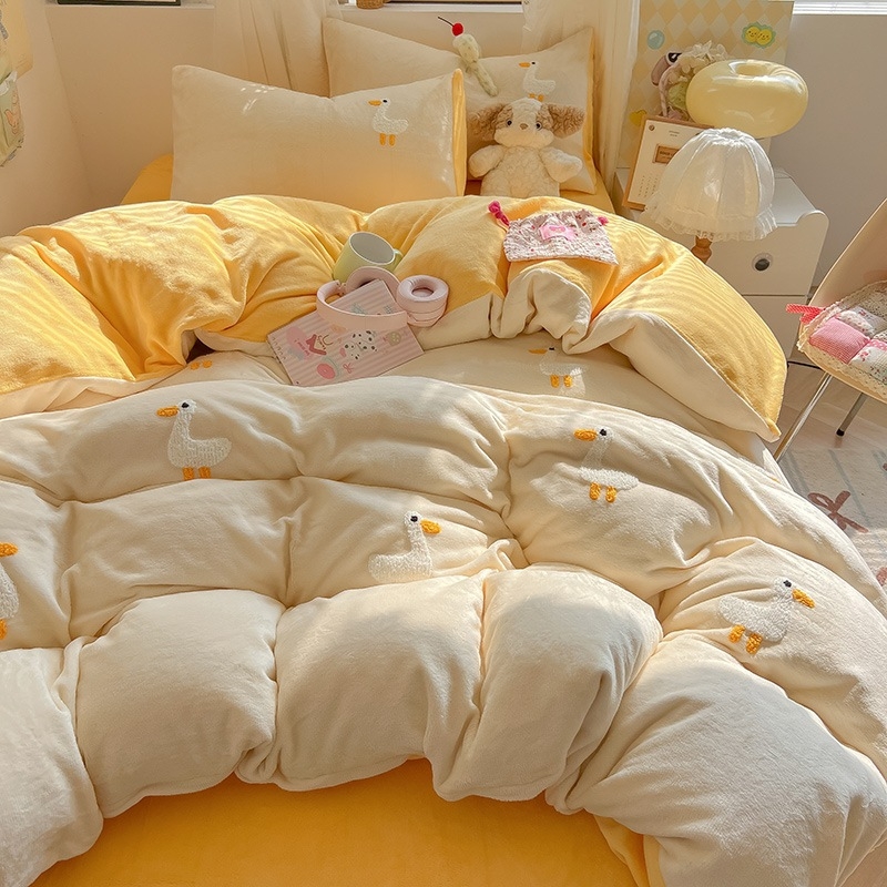 Piimavillast neljaosaline voodipesukomplekt, triibud/geomeetrilised/karikatuurid, reaktiivne värvimine, kaasaegne stiil, 2500–3000 g