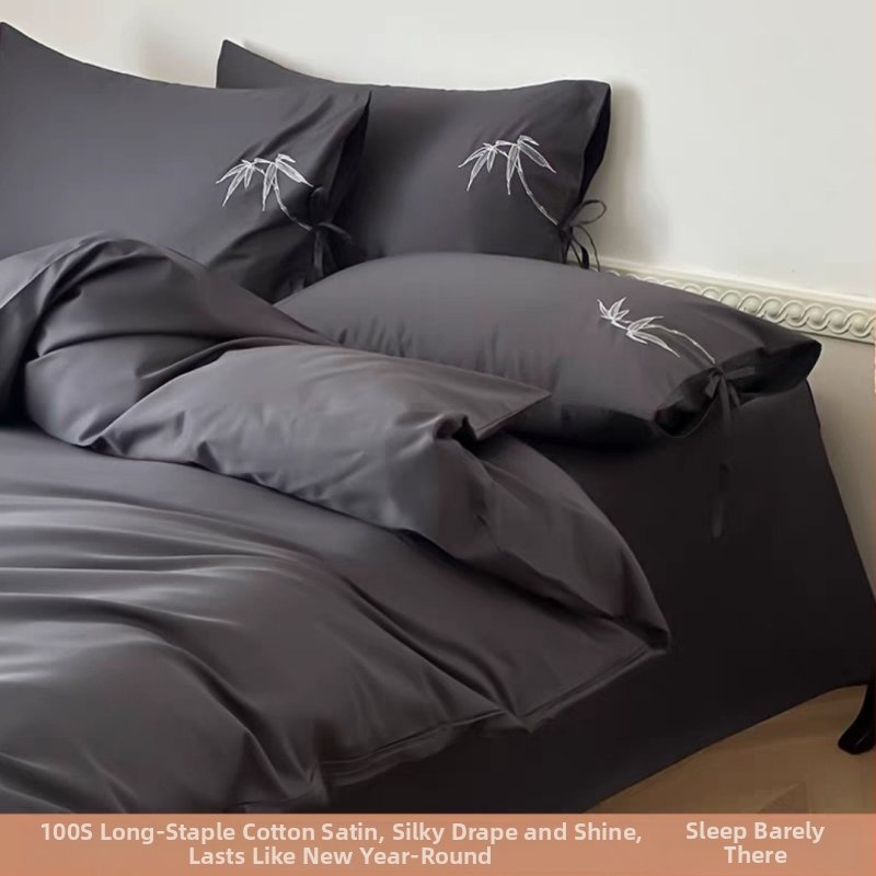 Slip posteljina četverodjelni set od 100S dugovlaknene pamuci, reaktivna otisak i boja, izvez cvjetni uzorak, saten tkanina, gsm 3000-3500