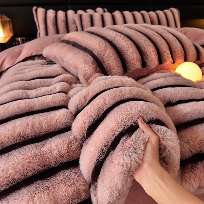 Talvine paks plüüspadi komplekt neljaosadega, piima velu palgid, kahepoolsed fleece Coral Flannel, soe Žakard