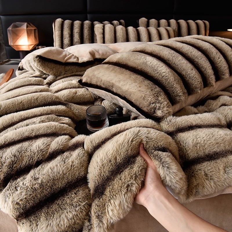 Talvine paks plüüspadi komplekt neljaosadega, piima velu palgid, kahepoolsed fleece Coral Flannel, soe Žakard