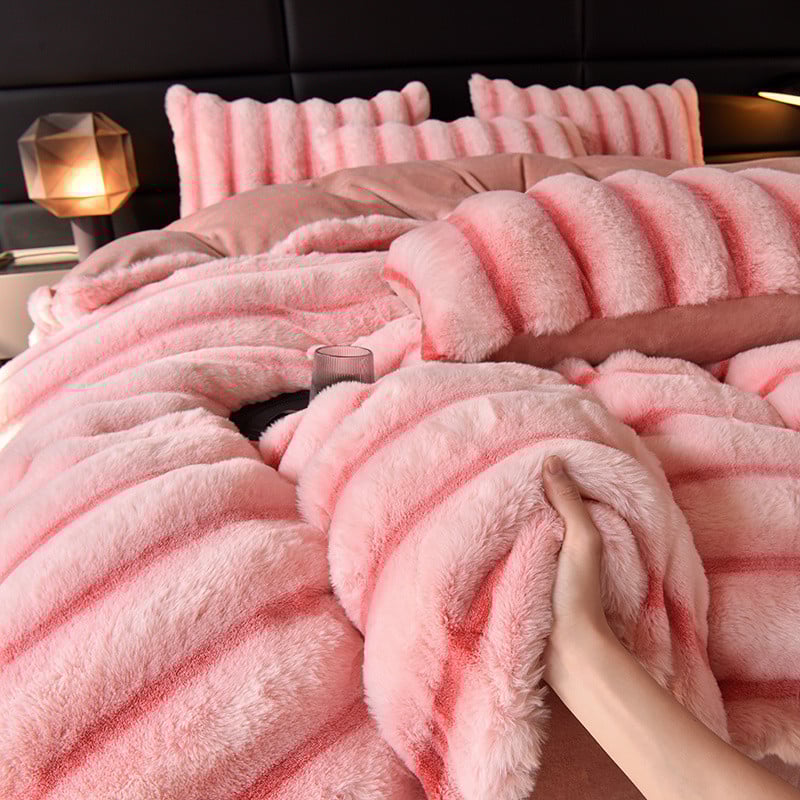 Talvine paks plüüspadi komplekt neljaosadega, piima velu palgid, kahepoolsed fleece Coral Flannel, soe Žakard