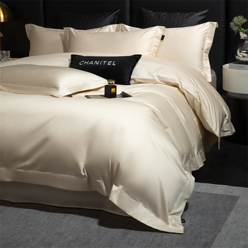 Neljapane voodipesukomplekt, Three Leopards, pikk lõng puuvill, 100-count, reaktiivne värvimine, ühes toonis, kõikide aastaaegade jaoks, niiskuse imavus