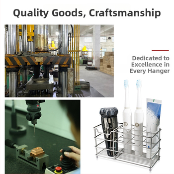 Метален стенен държач за четки за зъби за баня, монтаж без пробиване, съхранение на паста и четки