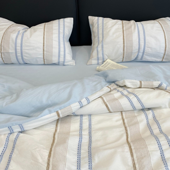 Četvero-dijelni set posteljine od 100% pamuka, jacquard tkanje, geometrijski uzorak, reaktivno bojanje