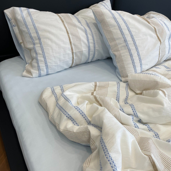 Četvero-dijelni set posteljine od 100% pamuka, jacquard tkanje, geometrijski uzorak, reaktivno bojanje