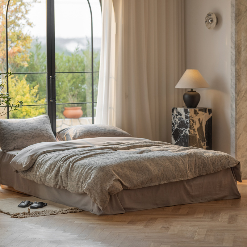 Četvero-dijelni set posteljine od 100% pamuka, jacquard tkanje, geometrijski uzorak, reaktivno bojanje