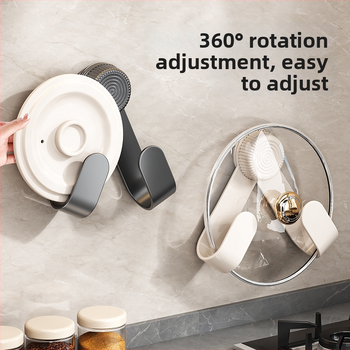 Poti kaane hoidja ventuumsesse kinnituvasse, seinale paigaldatav, ilma puurimata, multifunktsionaalne köögikorraldaja, plastikust