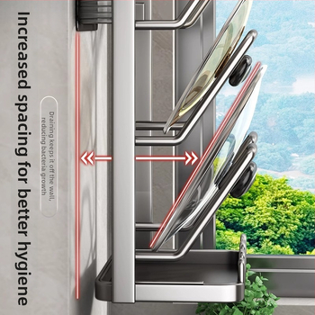 Seinale paigaldatav köögikorraldaja pannide kaante ja lõikelauale, ilma puurimata, süsinikterasest