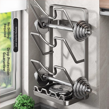 Seinale paigaldatav köögikorraldaja pannide kaante ja lõikelauale, ilma puurimata, süsinikterasest