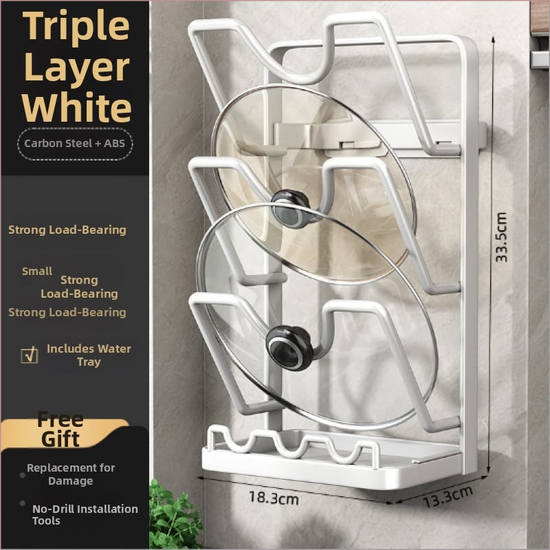 Seinale paigaldatav köögikorraldaja pannide kaante ja lõikelauale, ilma puurimata, süsinikterasest