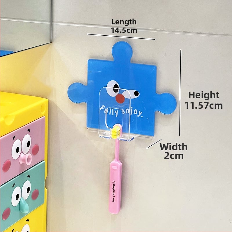 Държач за четки за зъби със стенно закрепване чрез вакуумна чашка и съхранение на чаша за изплакване, акрилен