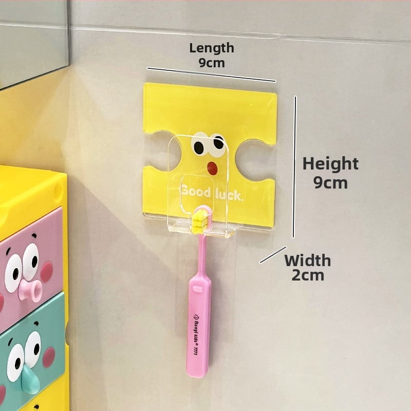 Държач за четки за зъби със стенно закрепване чрез вакуумна чашка и съхранение на чаша за изплакване, акрилен