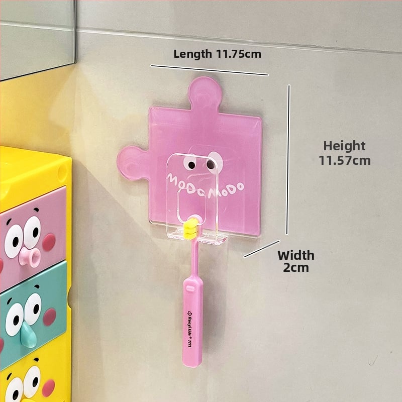 Държач за четки за зъби със стенно закрепване чрез вакуумна чашка и съхранение на чаша за изплакване, акрилен