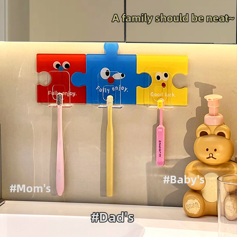 Държач за четки за зъби със стенно закрепване чрез вакуумна чашка и съхранение на чаша за изплакване, акрилен