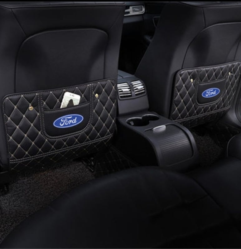 Δερμάτινο προστατευτικό πίσω από το κάθισμα αυτοκινήτου με μοτίβο λογότυπου μάρκας – καθολική προστασία για το πίσω κάθισμα, προστασία από βρωμιά και φθορά